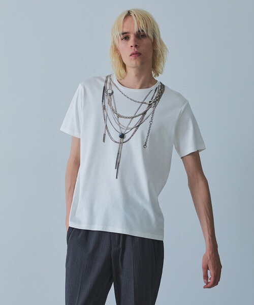 YArKA(ヤーカ)の「【YArKA×5351】ネックレス プリント 半袖 Tシャツ(Tシャツ/カットソー・メンズ・ホワイト/ブラック・44/50/48/46)」の1枚目の写真