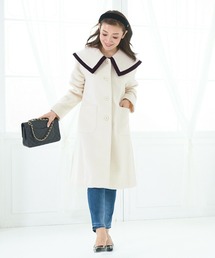 Liala×PG（リアラバイピージー）の「バイカラー パイピング BIG襟 コート Liala×PG（ステンカラーコート）」