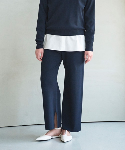 N.O.R.C(ノーク)の「ストレートニットパンツ【CLEAN MOTION】(その他パンツ・レディース・ホワイト/ネイビー・S/M)」の2枚目の写真