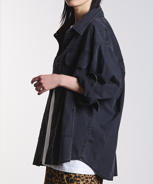 ROSE BUD（ローズバッド）の「(GENE HEAVENS)WORK POCKET RIP STOP SHIRT（シャツ/ブラウス・レディース・ブルー/チャコール・ONE SIZE）」の2枚目の写真