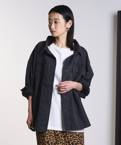 ROSE BUD（ローズバッド）の「(GENE HEAVENS)WORK POCKET RIP STOP SHIRT（シャツ/ブラウス・レディース・ブルー/チャコール・ONE SIZE）」の4枚目の写真