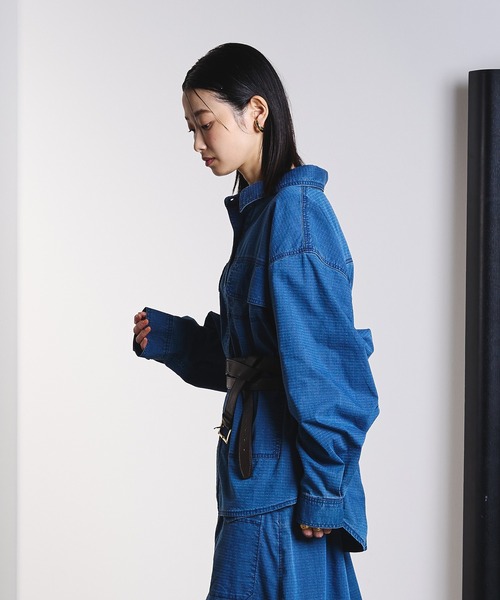 ROSE BUD（ローズバッド）の「(GENE HEAVENS)WORK POCKET RIP STOP SHIRT（シャツ/ブラウス・レディース・ブルー/チャコール・ONE SIZE）」の11枚目の写真