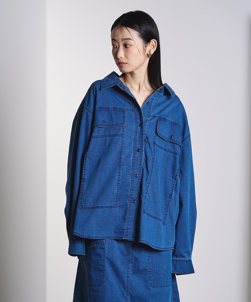 ROSE BUD（ローズバッド）の「(GENE HEAVENS)WORK POCKET RIP STOP SHIRT（シャツ/ブラウス・レディース・ブルー/チャコール・ONE SIZE）」の13枚目の写真