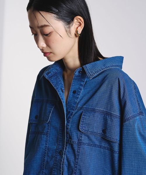 ROSE BUD（ローズバッド）の「(GENE HEAVENS)WORK POCKET RIP STOP SHIRT（シャツ/ブラウス・レディース・ブルー/チャコール・ONE SIZE）」の17枚目の写真