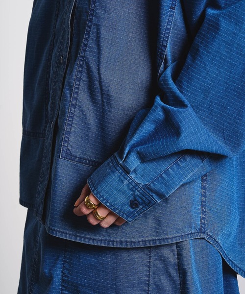 ROSE BUD（ローズバッド）の「(GENE HEAVENS)WORK POCKET RIP STOP SHIRT（シャツ/ブラウス・レディース・ブルー/チャコール・ONE SIZE）」の19枚目の写真