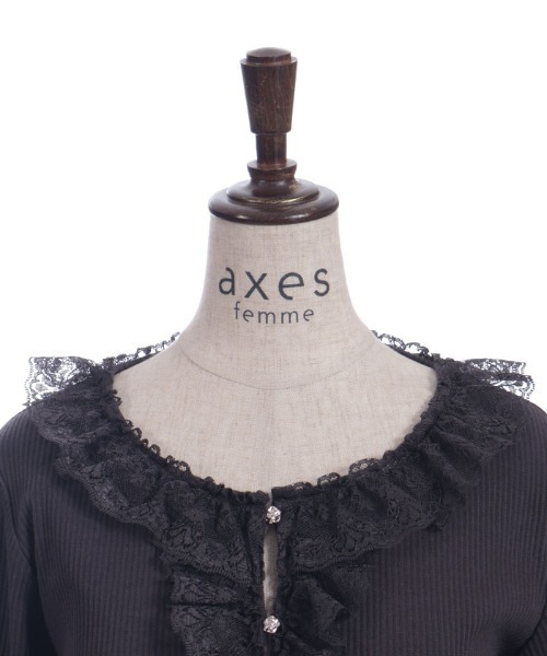 axes femme(アクシーズファム)の「ローズボタンフリルトップス(Tシャツ/カットソー・レディース・ホワイト/ピンク/グレー・FREE)」の9枚目の写真