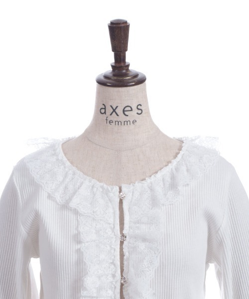 axes femme(アクシーズファム)の「ローズボタンフリルトップス(Tシャツ/カットソー・レディース・ホワイト/ピンク/グレー・FREE)」の18枚目の写真