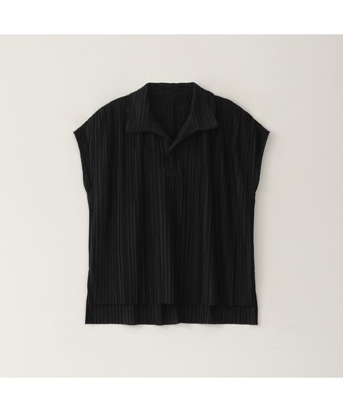 (2カラー) Prints wide collar T-shirt_черный/бежевый
