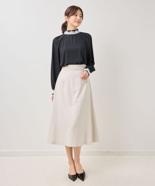 NARACAMICIE(ナラカミーチェ)の「【NARACAMICIE】ツイルストレッチバックル付きフレアスカート(スカート・レディース・ブルー/ブラウン/ブラック・M)」の15枚目の写真