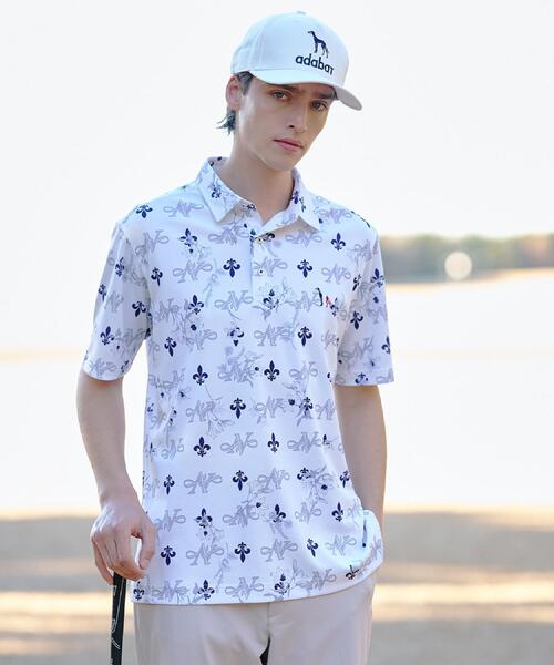 adabat(アダバット)の「【ADABAT NAVY】吸水速乾/UVカット ロゴモノグラム半袖ポロシャツ(ポロシャツ・メンズ・ベージュ系/ホワイト系1/ネイビー系・50/48/52/46)」の7枚目の写真