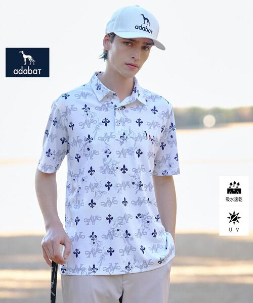 adabat(アダバット)の「【ADABAT NAVY】吸水速乾/UVカット ロゴモノグラム半袖ポロシャツ(ポロシャツ・メンズ・ベージュ系/ホワイト系1/ネイビー系・50/48/52/46)」の5枚目の写真
