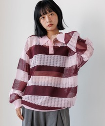 PBLIM | 《UNISEX》ボーダーメッシュポロ(ポロシャツ)