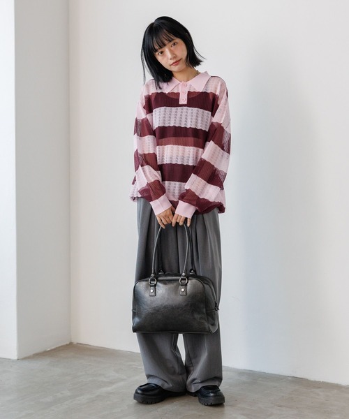 PBLIM（ページボーイリム）の「《UNISEX》ボーダーメッシュポロ（ポロシャツ・レディース・グレー系その他/ピンク系その他/ブルー系その他・FREE）」の21枚目の写真