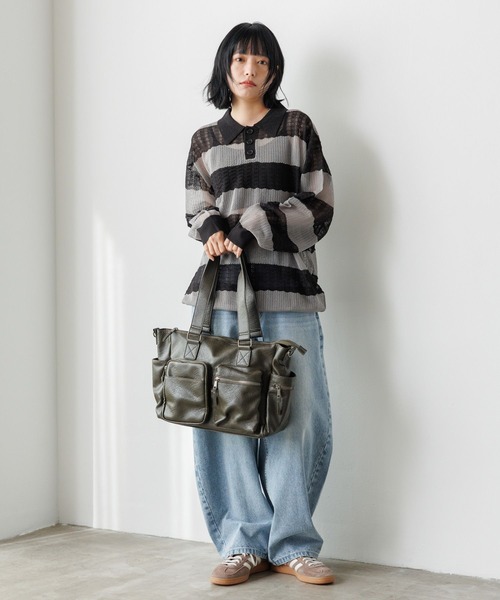 PBLIM（ページボーイリム）の「《UNISEX》ボーダーメッシュポロ（ポロシャツ・レディース・グレー系その他/ピンク系その他/ブルー系その他・FREE）」の8枚目の写真