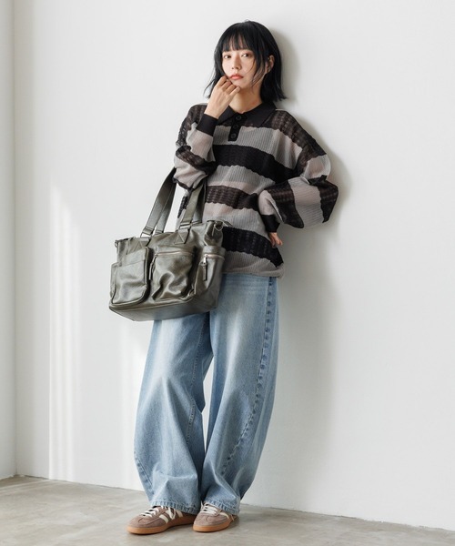 PBLIM（ページボーイリム）の「《UNISEX》ボーダーメッシュポロ（ポロシャツ・レディース・グレー系その他/ピンク系その他/ブルー系その他・FREE）」の9枚目の写真