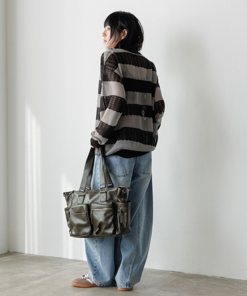 PBLIM（ページボーイリム）の「《UNISEX》ボーダーメッシュポロ（ポロシャツ・レディース・グレー系その他/ピンク系その他/ブルー系その他・FREE）」の10枚目の写真