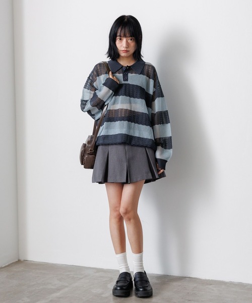 PBLIM（ページボーイリム）の「《UNISEX》ボーダーメッシュポロ（ポロシャツ・レディース・グレー系その他/ピンク系その他/ブルー系その他・FREE）」の15枚目の写真