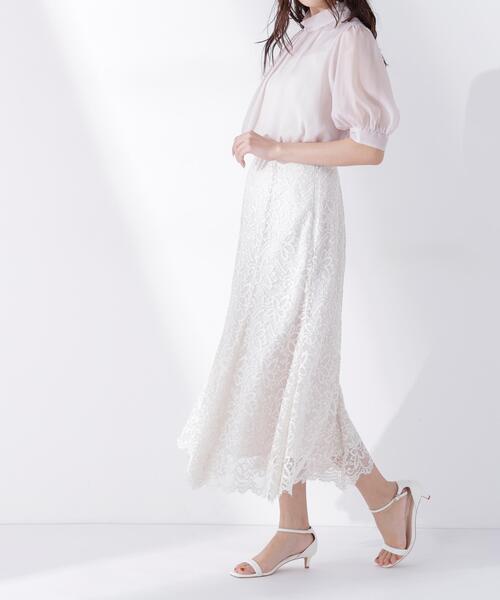 NATURAL BEAUTY BASIC(ナチュラルビューティーベーシック)の「◇レースマーメイドスカート(スカート・レディース・チャコールグレー/オフホワイト/ブルー/ブルー系その他2/ホワイト系その他2/グレー系その他2・MEDIUM/P/S)」の1枚目の写真