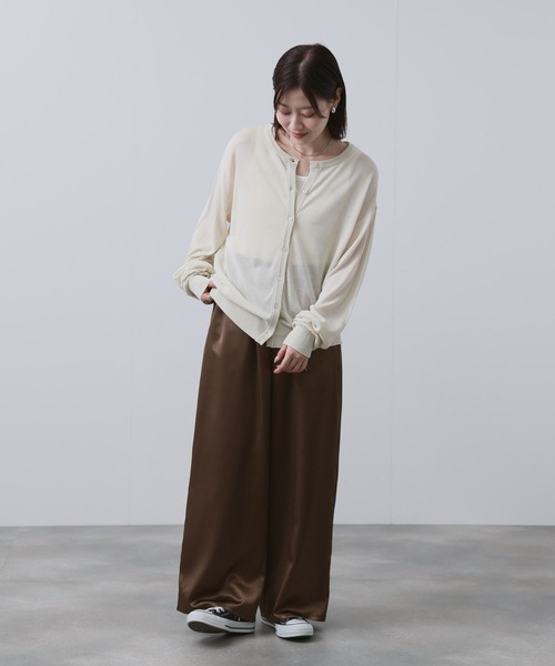 NAVY(ネイビー)の「NAVY シアーニットクルーネックカーディガン(カーディガン/ボレロ・レディース・ホワイト/サックスブルー/ブラック/ベージュ・FREE)」の5枚目の写真