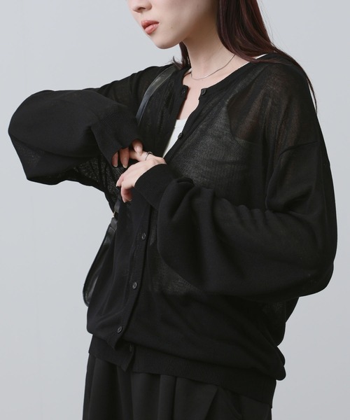 NAVY(ネイビー)の「NAVY シアーニットクルーネックカーディガン(カーディガン/ボレロ・レディース・ホワイト/サックスブルー/ブラック/ベージュ・FREE)」の8枚目の写真