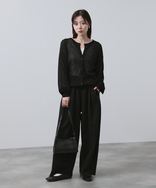 NAVY(ネイビー)の「NAVY シアーニットクルーネックカーディガン(カーディガン/ボレロ・レディース・ホワイト/サックスブルー/ブラック/ベージュ・FREE)」の10枚目の写真