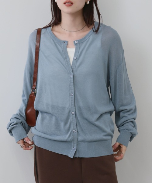 NAVY(ネイビー)の「NAVY シアーニットクルーネックカーディガン(カーディガン/ボレロ・レディース・ホワイト/サックスブルー/ブラック/ベージュ・FREE)」の12枚目の写真