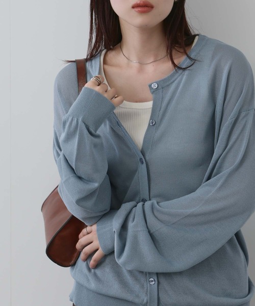NAVY(ネイビー)の「NAVY シアーニットクルーネックカーディガン(カーディガン/ボレロ・レディース・ホワイト/サックスブルー/ブラック/ベージュ・FREE)」の13枚目の写真