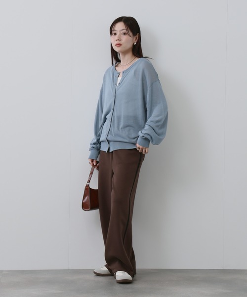 NAVY(ネイビー)の「NAVY シアーニットクルーネックカーディガン(カーディガン/ボレロ・レディース・ホワイト/サックスブルー/ブラック/ベージュ・FREE)」の15枚目の写真