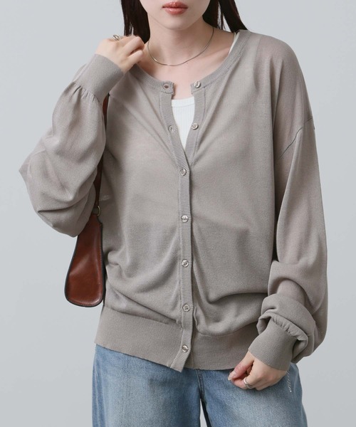 NAVY(ネイビー)の「NAVY シアーニットクルーネックカーディガン(カーディガン/ボレロ・レディース・ホワイト/サックスブルー/ブラック/ベージュ・FREE)」の16枚目の写真