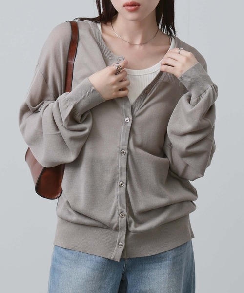 NAVY(ネイビー)の「NAVY シアーニットクルーネックカーディガン(カーディガン/ボレロ・レディース・ホワイト/サックスブルー/ブラック/ベージュ・FREE)」の17枚目の写真