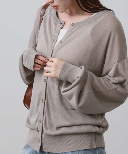 NAVY(ネイビー)の「NAVY シアーニットクルーネックカーディガン(カーディガン/ボレロ・レディース・ホワイト/サックスブルー/ブラック/ベージュ・FREE)」の18枚目の写真