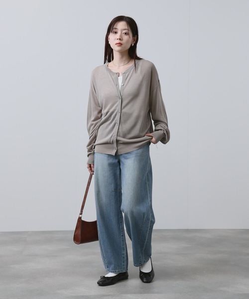 NAVY(ネイビー)の「NAVY シアーニットクルーネックカーディガン(カーディガン/ボレロ・レディース・ホワイト/サックスブルー/ブラック/ベージュ・FREE)」の19枚目の写真