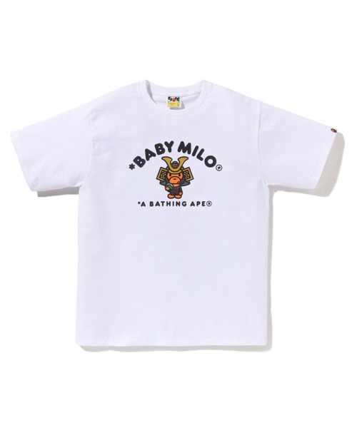 A BATHING APE(アベイシングエイプ)の「KABUTO BABY MILO COLLEGE TEE(Tシャツ/カットソー・メンズ・ブラック/ホワイト・X-LARGE/XX-LARGE/MEDIUM/SMALL/LARGE)」の1枚目の写真