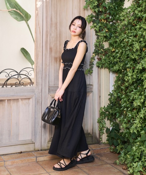 Gather flare long dress/ギャザーフレアロングワンピース（ワンピース