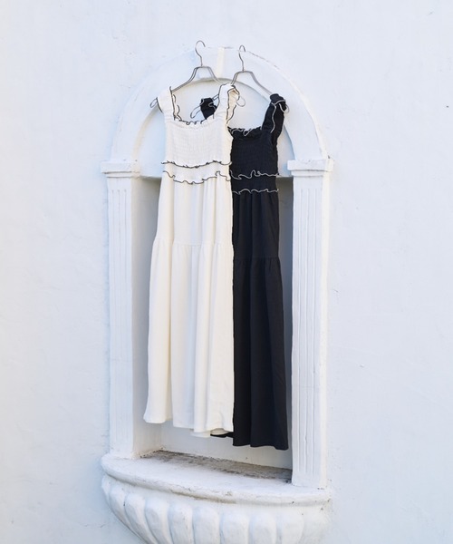 Lallana ギャザーフレアロングワンピース Gather flare long dress/ギャザーフレアロングワンピース（ワンピース