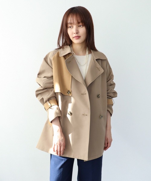 Three Four Time（ｽﾘｰﾌｫｰﾀｲﾑ）の「バイカラーショートトレンチコート（トレンチコート・レディース・ベージュ・FREE）」の2枚目の写真