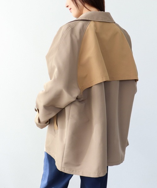 Three Four Time（ｽﾘｰﾌｫｰﾀｲﾑ）の「バイカラーショートトレンチコート（トレンチコート・レディース・ベージュ・FREE）」の4枚目の写真