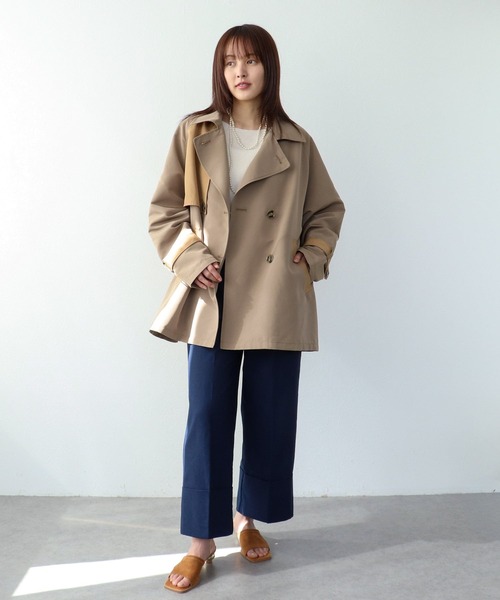 Three Four Time（ｽﾘｰﾌｫｰﾀｲﾑ）の「バイカラーショートトレンチコート（トレンチコート・レディース・ベージュ・FREE）」の7枚目の写真