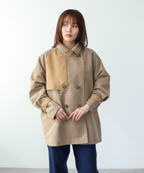 Three Four Time（ｽﾘｰﾌｫｰﾀｲﾑ）の「バイカラーショートトレンチコート（トレンチコート・レディース・ベージュ・FREE）」の9枚目の写真