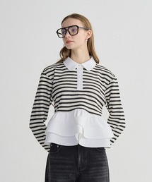 BIRTHDAY BASH（バースデイバッシュ）の「BORDER POLO DOUBLE FRILL TOPS（Tシャツ/カットソー）」