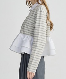 BIRTHDAY BASH（バースデイバッシュ）の「BORDER POLO DOUBLE FRILL TOPS（Tシャツ/カットソー）」