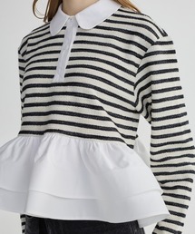 BIRTHDAY BASH（バースデイバッシュ）の「BORDER POLO DOUBLE FRILL TOPS（Tシャツ/カットソー）」