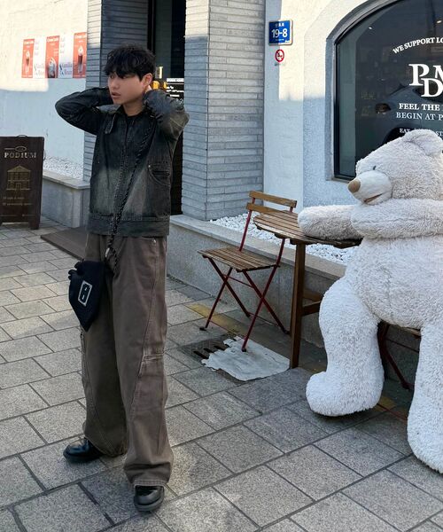 INDUST(インダスト)の「ピグメントウォッシュドカーブワイドパンツ_ブラウン(その他パンツ・レディース・ブラウン・1(S)/2(M)/3(L))」の2枚目の写真