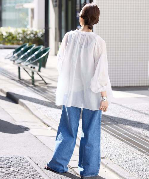 SLOBE IENA(スローブイエナ)の「《追加》ラミースキッパーシャツ(シャツ/ブラウス・レディース・ホワイト/ピンク/ブラック/サックスブルー・FREE)」の11枚目の写真