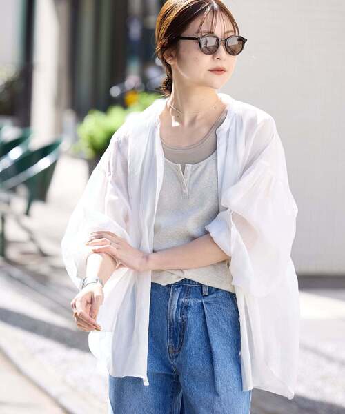SLOBE IENA(スローブイエナ)の「《追加》ラミースキッパーシャツ(シャツ/ブラウス・レディース・ホワイト/ピンク/ブラック/サックスブルー・FREE)」の12枚目の写真