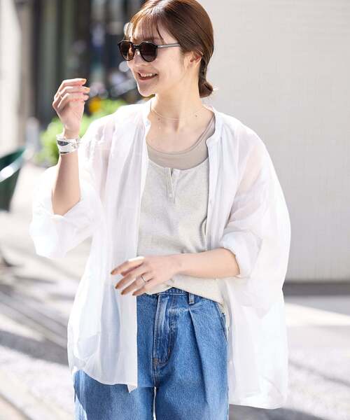 SLOBE IENA(スローブイエナ)の「《追加》ラミースキッパーシャツ(シャツ/ブラウス・レディース・ホワイト/ピンク/ブラック/サックスブルー・FREE)」の13枚目の写真