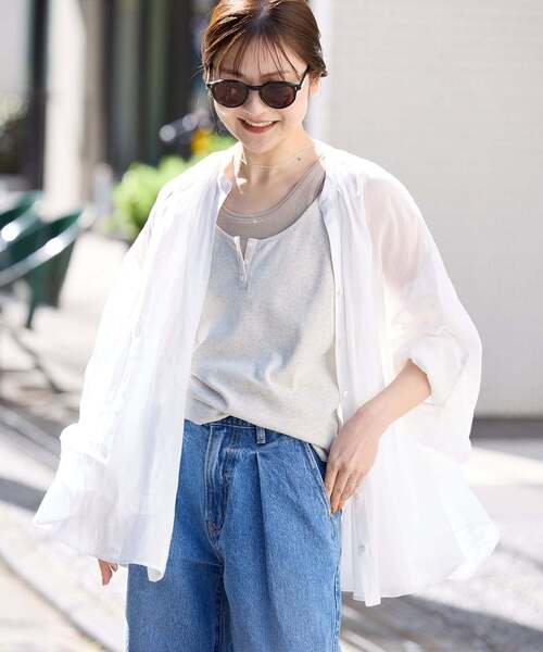 SLOBE IENA(スローブイエナ)の「《追加》ラミースキッパーシャツ(シャツ/ブラウス・レディース・ホワイト/ピンク/ブラック/サックスブルー・FREE)」の14枚目の写真