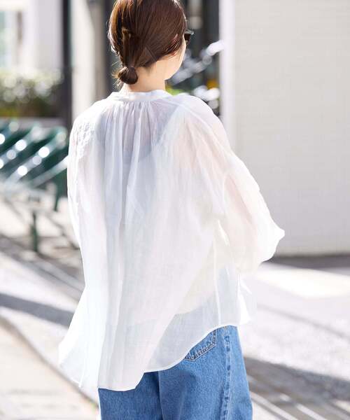 SLOBE IENA(スローブイエナ)の「《追加》ラミースキッパーシャツ(シャツ/ブラウス・レディース・ホワイト/ピンク/ブラック/サックスブルー・FREE)」の16枚目の写真