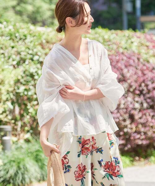 SLOBE IENA(スローブイエナ)の「《追加》ラミースキッパーシャツ(シャツ/ブラウス・レディース・ホワイト/ピンク/ブラック/サックスブルー・FREE)」の18枚目の写真