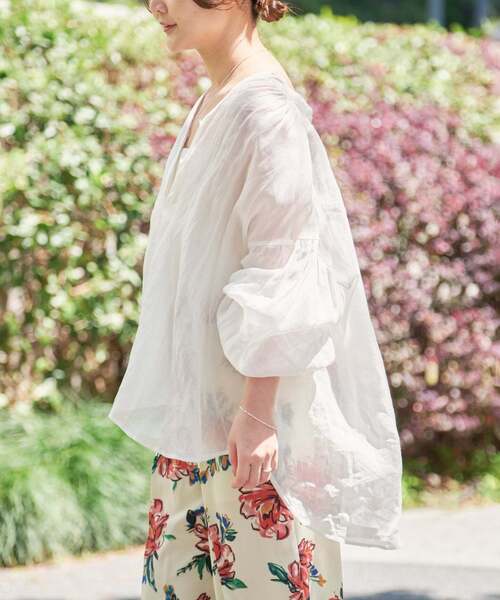 SLOBE IENA(スローブイエナ)の「《追加》ラミースキッパーシャツ(シャツ/ブラウス・レディース・ホワイト/ピンク/ブラック/サックスブルー・FREE)」の19枚目の写真